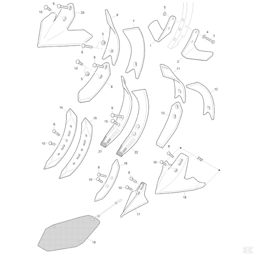 78708678 Nož kultivatora-lijevi