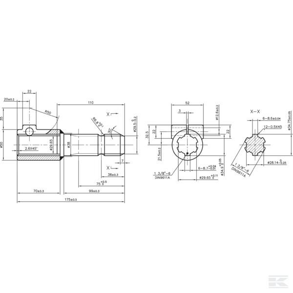 6720101KR Profilni produžetak + pričvrsni vijak 1.3/8-1.3/8
