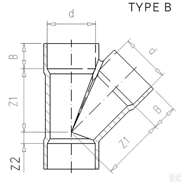 7160124 PVC Y-komad 160 x 160 x 160 mm
