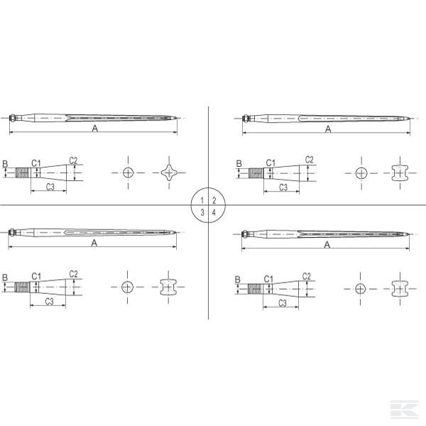 FT16 Zubac za prednji utovarivač M28 x 810 Parmiter