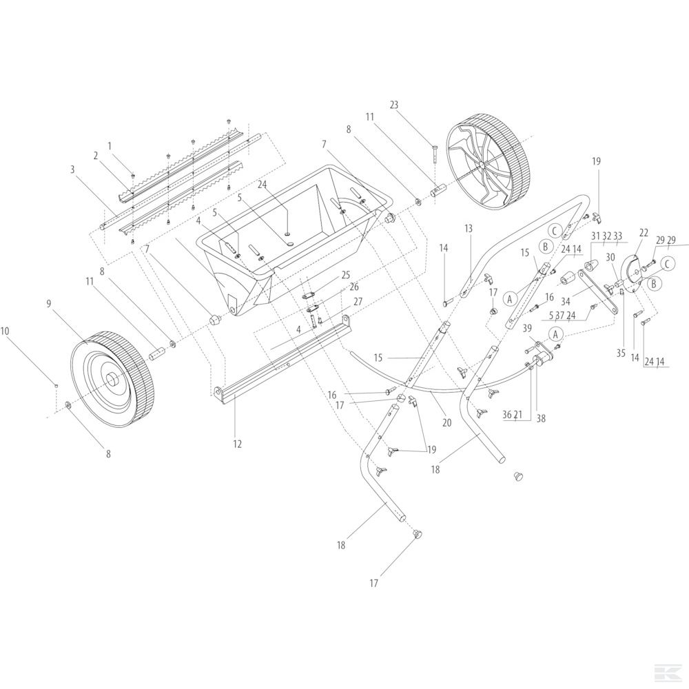 FGP455400GP Kolica za ručno posipanje cesta, 25 litara