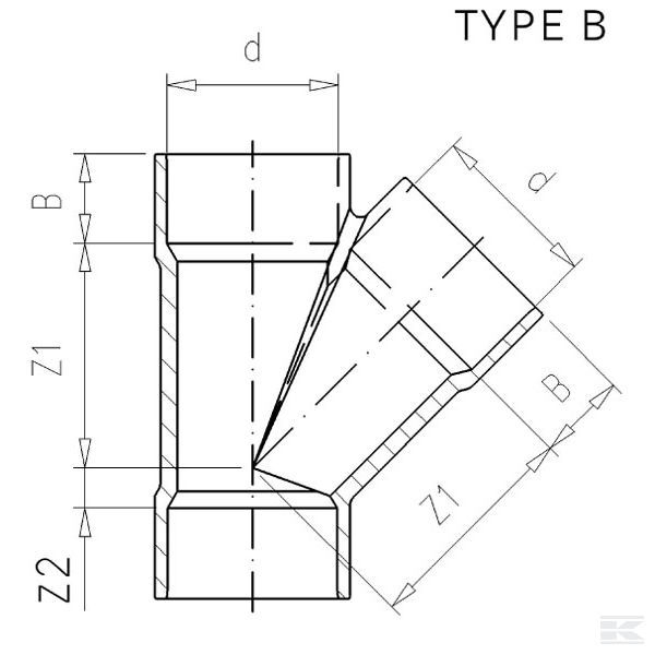 7200124 PVC Y-komad 200 x 200 x 200 mm
